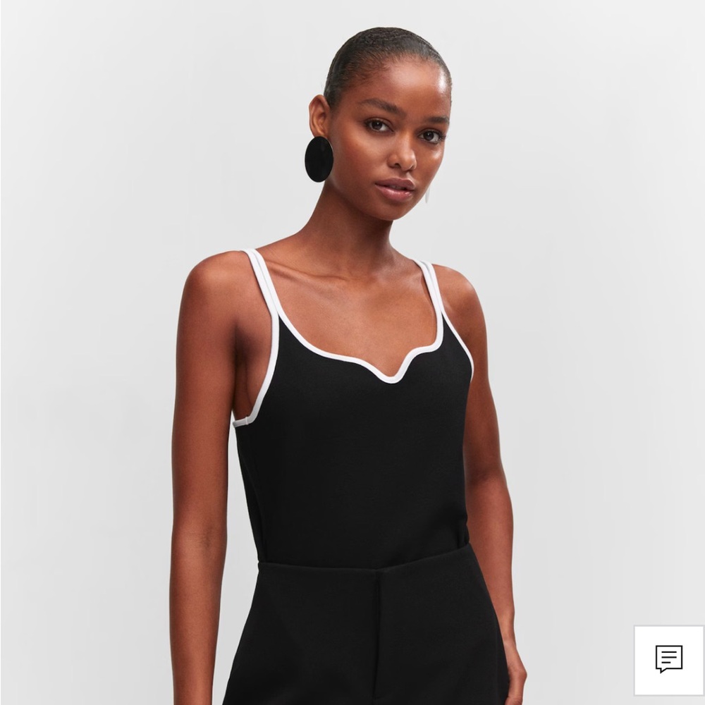 NWT! Mango Contrast Spaghetti Sleeve Top